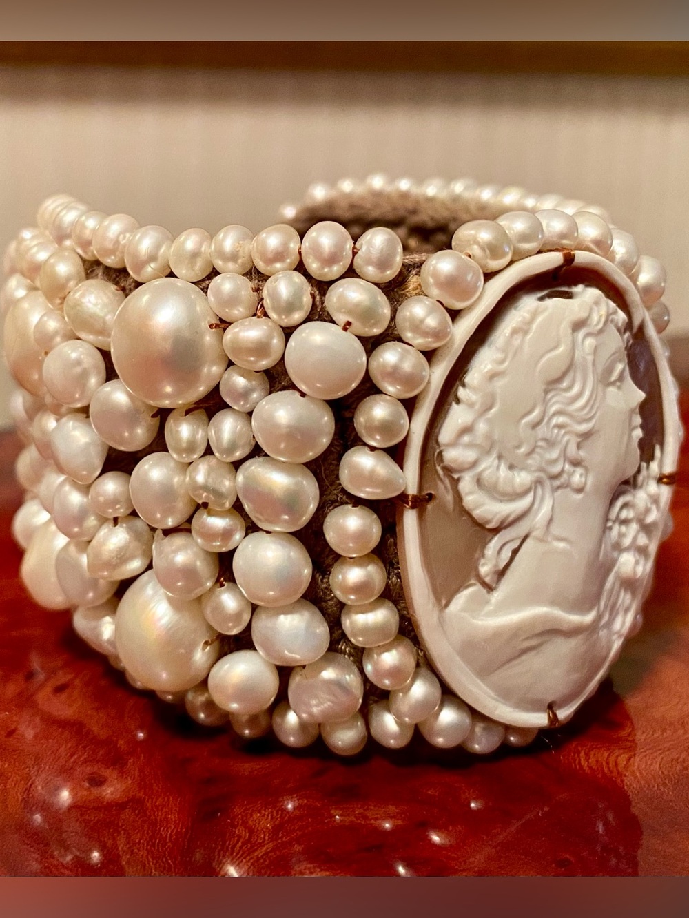 Amedeo NYC Pearl Cluster & Cameo Woven Bracelet - Picture 6 of 9